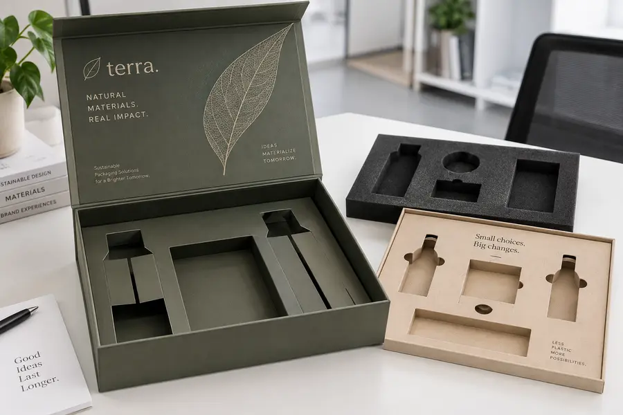Musterkoffer offen, daneben verschiedene Inlay Einsätze
