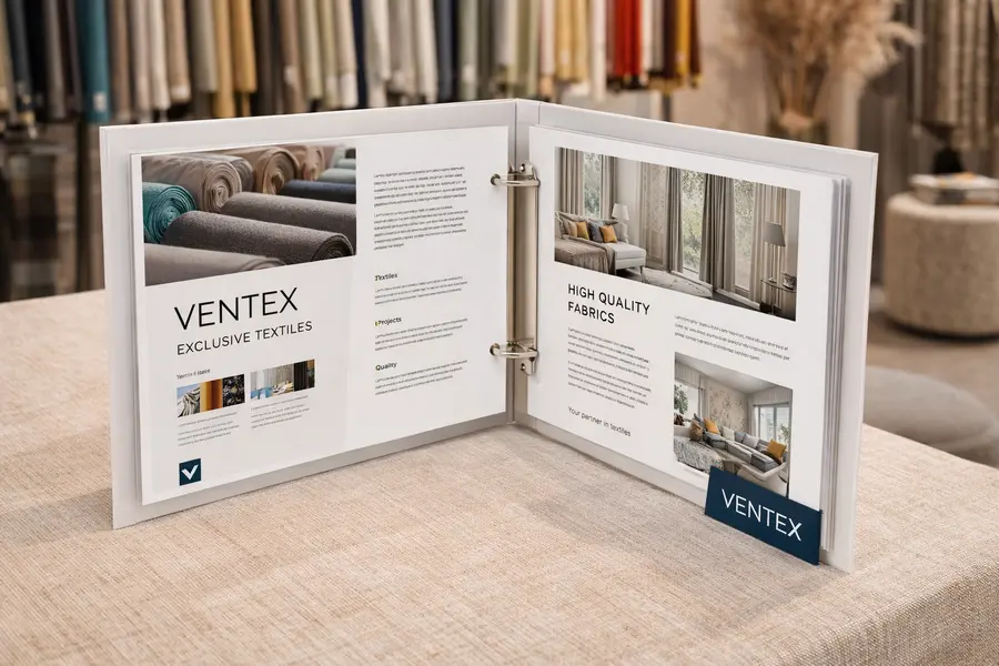 Ringbuch offen mit Verkaufsunterlagen