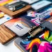 Individuell bedruckte Klemmbrettchen aus Holz, Kunststoff und Metall mit Firmenlogos und bunten Designs